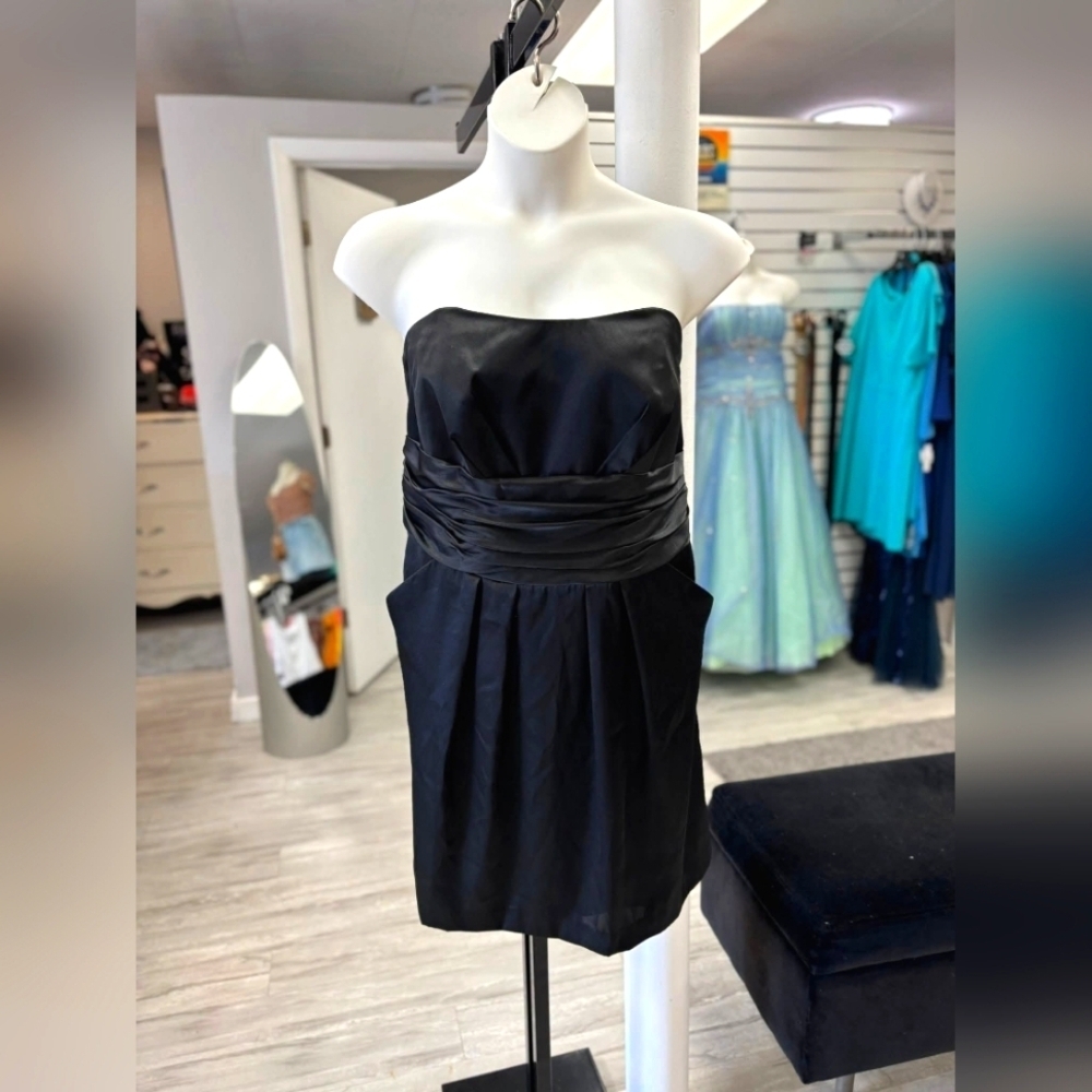 David's Bridal black strapless Bridesmaid Dress